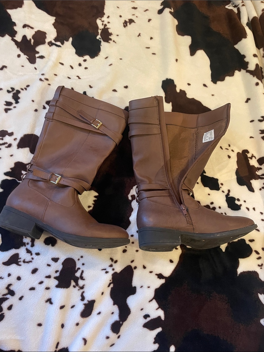 American Eagle Outfitters Brown Mid-Calf Buckle Heeled Boots